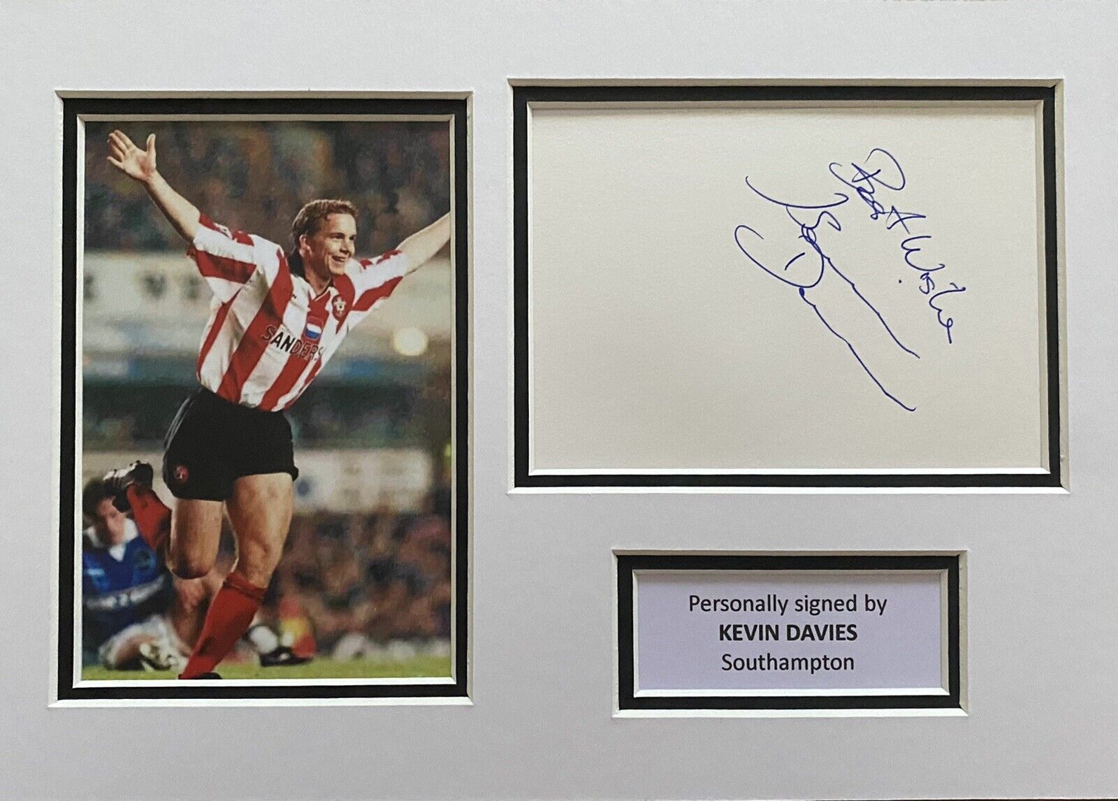 Kevin Davies Hand Signed White Card In A4 Southampton Mount Display