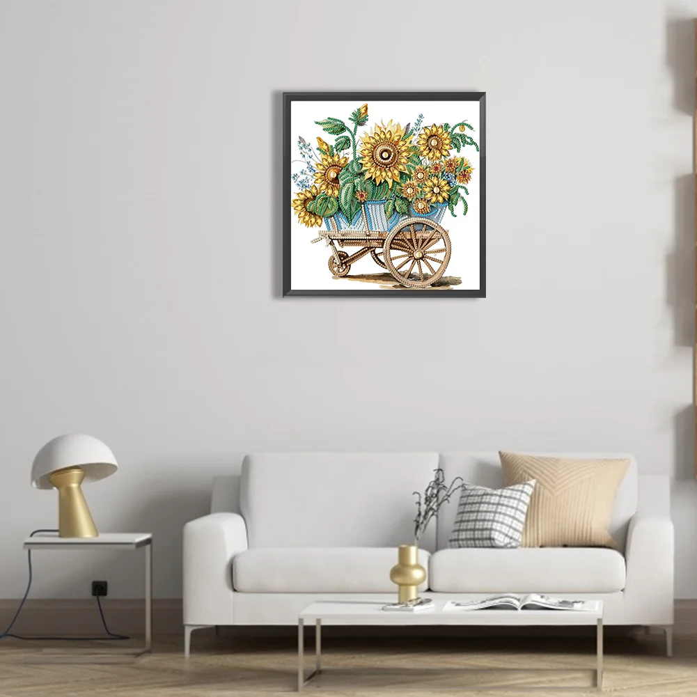 Diamond Painting - Partial Special Shaped Drill - Flower Car(Canvas|30*30cm)