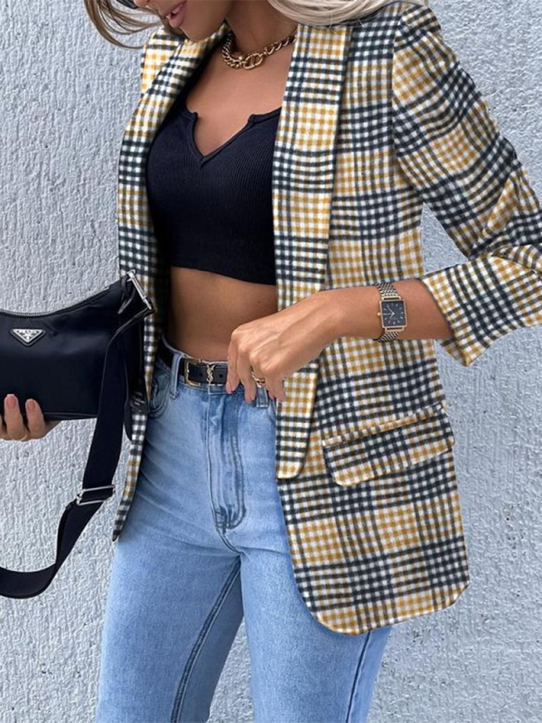 Mature Women's New Solid Color Small Suit Long Sleeve Blazer