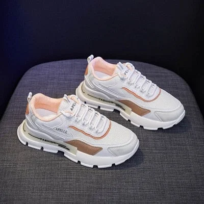 Lucyever 2021 New Women Breathable Sneakers Lace Up Walking Shoes Woman Sports Casual Falts Vulcanized Shoe Zapatos De Mujer