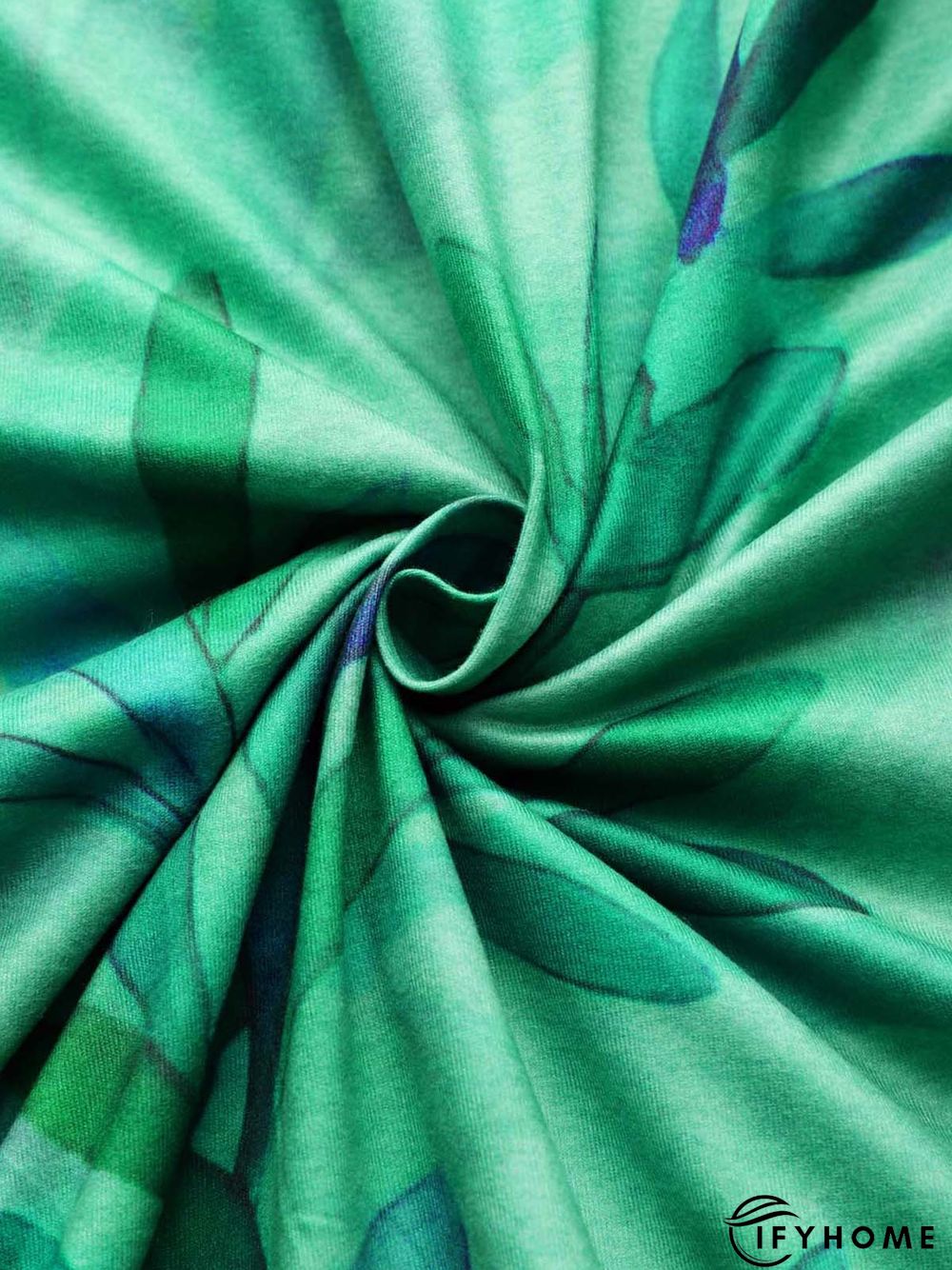 Gradient branches and leaves half open button pocket a hem long dress | IFYHOME