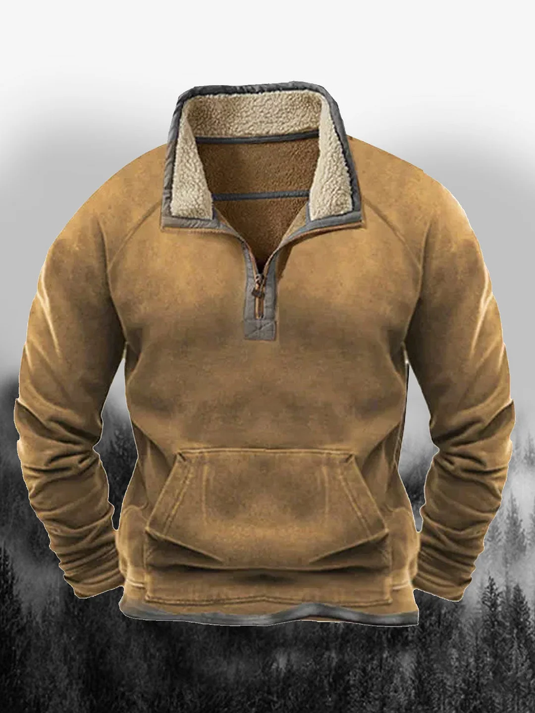 Men's Retro Zip Fleece Casual Sweatshirt