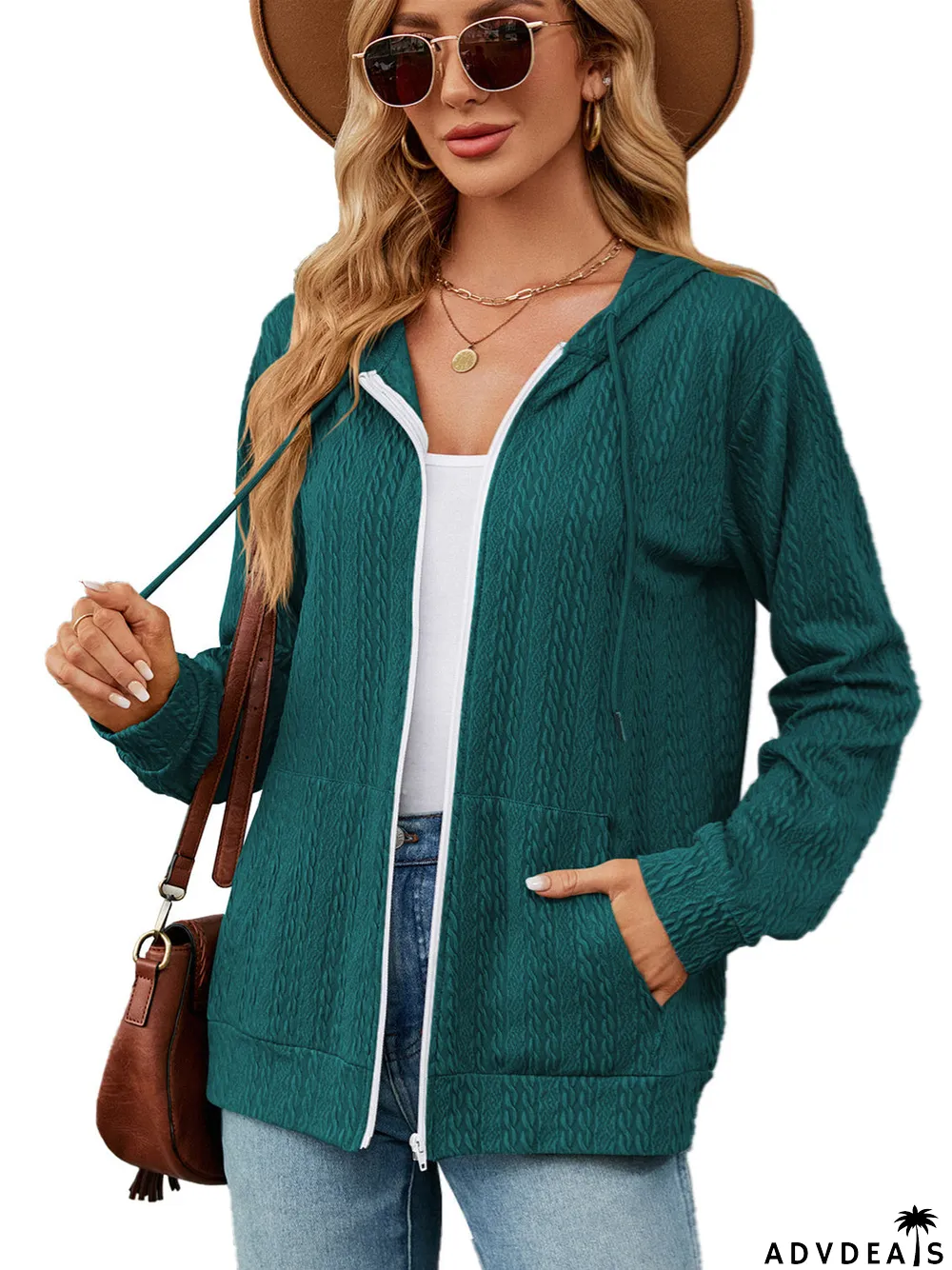 Women's Striped Stitching Solid Color Long Sleeve V-neck Coat