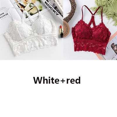Women Bralette French style lace sexy beauty back bra girl underwear deep V underwear without underwire soft thin seamless bra