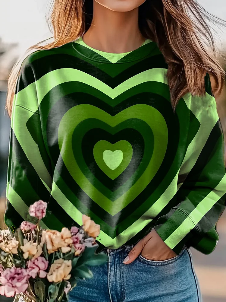 Heart Graphic Art Print Casual Sweatshirt