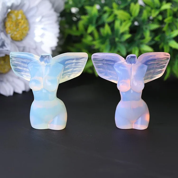 2" Woman Model Body with Wings Crystal Carvings Model Bulk