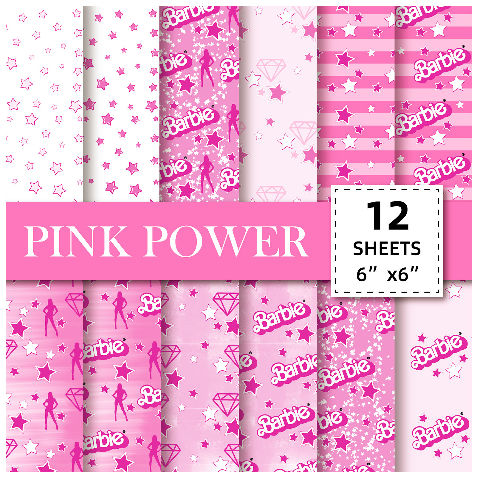 Dreamy Barbie Pink Origami Paper 12-Pack for DIY Cranes & Journals