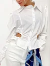 Fashion Solid Color Belly-Hollow Tight Blouses&Shirts Tops