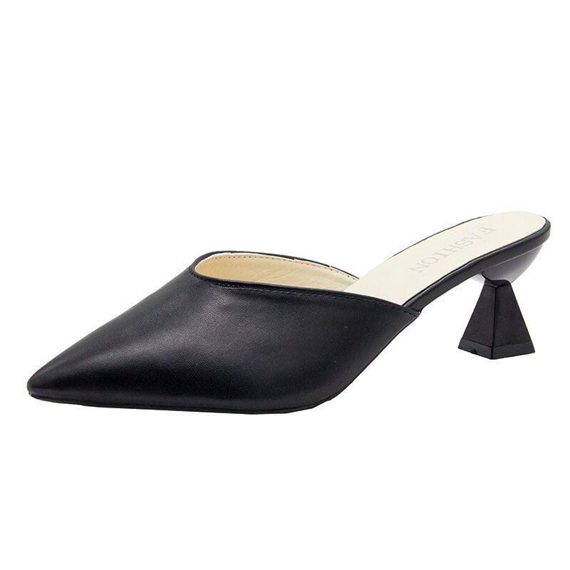 2021 White Elegant Office Shoes Women Temperament High Heels 5CM Slip on Sandals Slip-on Comfortable Ladies White Women Shoes