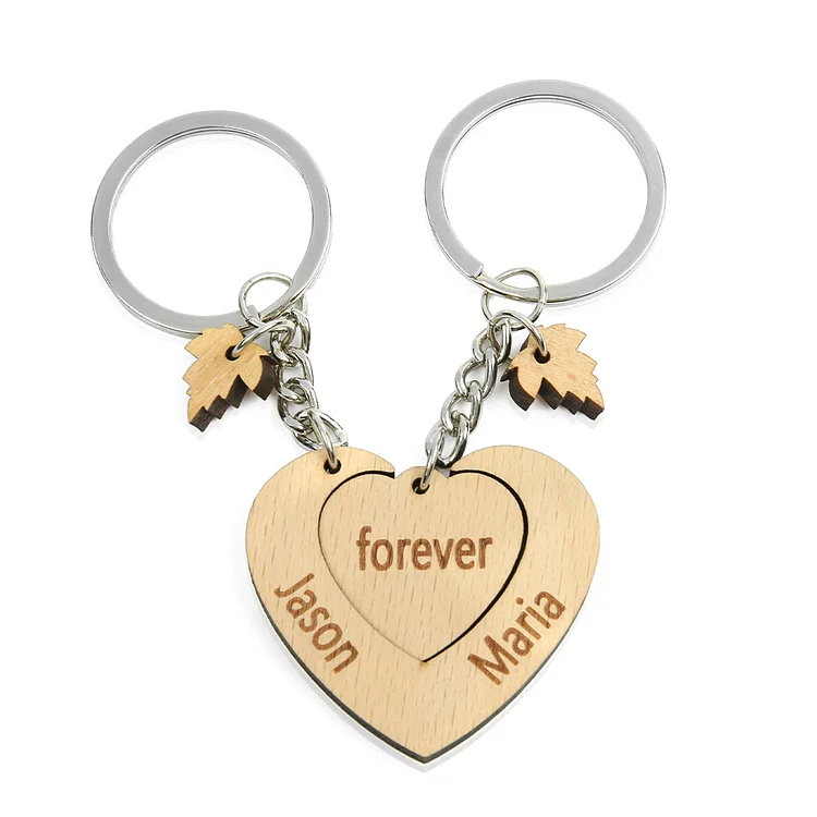Porte Clés Personnalisée en bois 2PCS ensemble