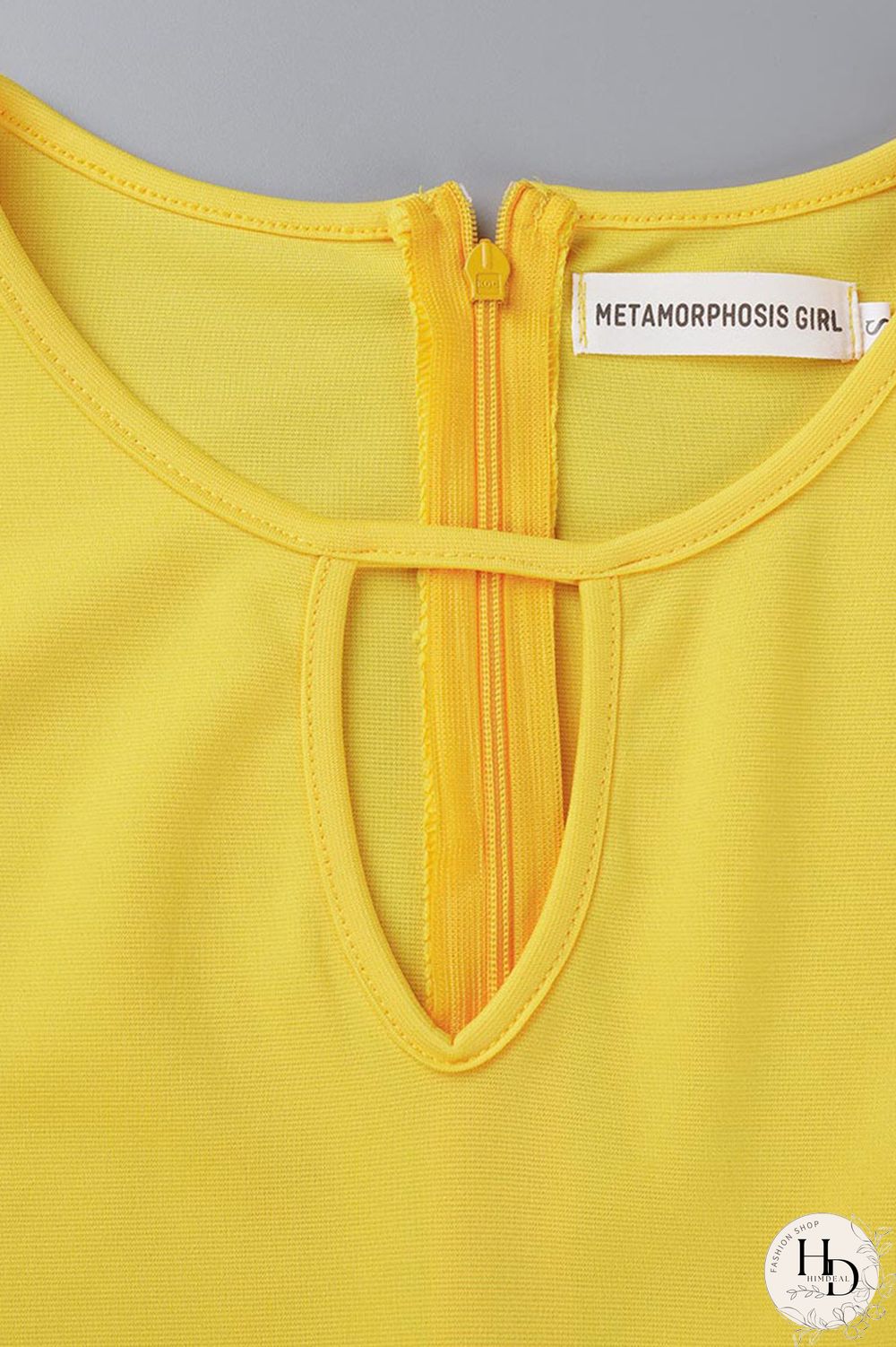 Yellow Casual Solid Patchwork Flounce Slit O Neck Dresses