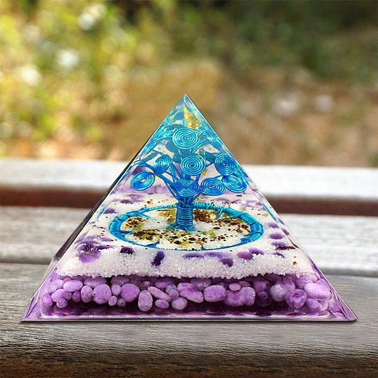 Purple Jade Tree Of Life Orgone Pyramid