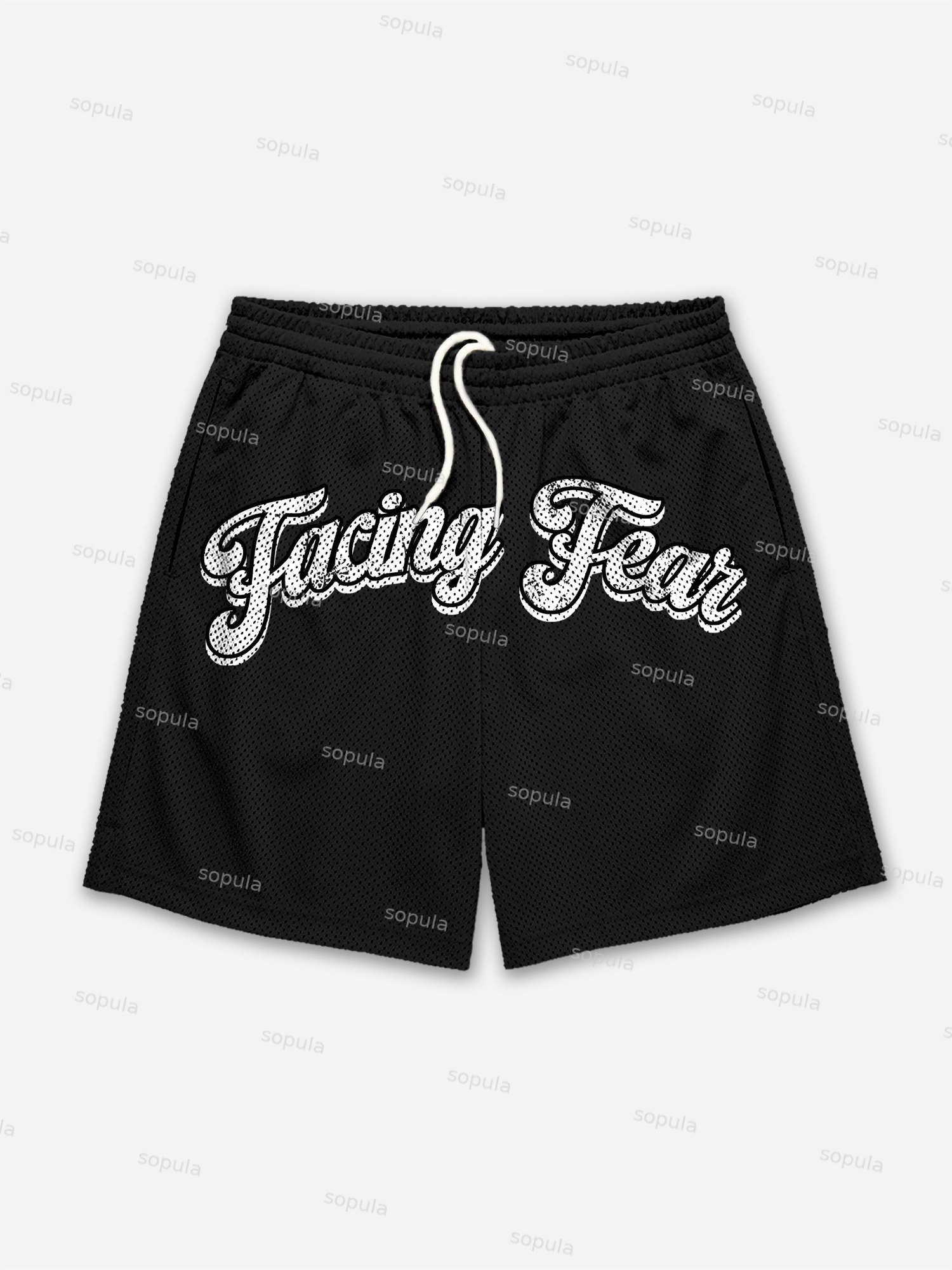 Flaming Skull Boxer Faith Print Mesh Shorts - SOPULA