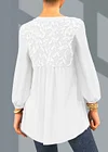Plus Size Leaf Sequin Lantern Sleeve V Neck Blouse