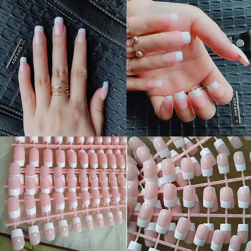 Wholesale 10 kits Full Cover French Fake Nails Nude Natural Manicure Nail Tips faux ongle False Nail for Office Salon Fingernail-Nail Inspo