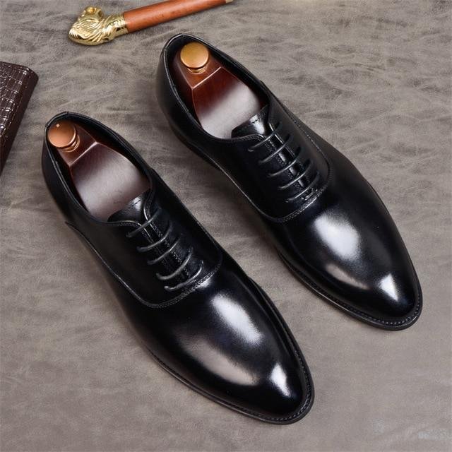 Men Formal Shoes Genuine Leather Italian Designer Dress Shoes