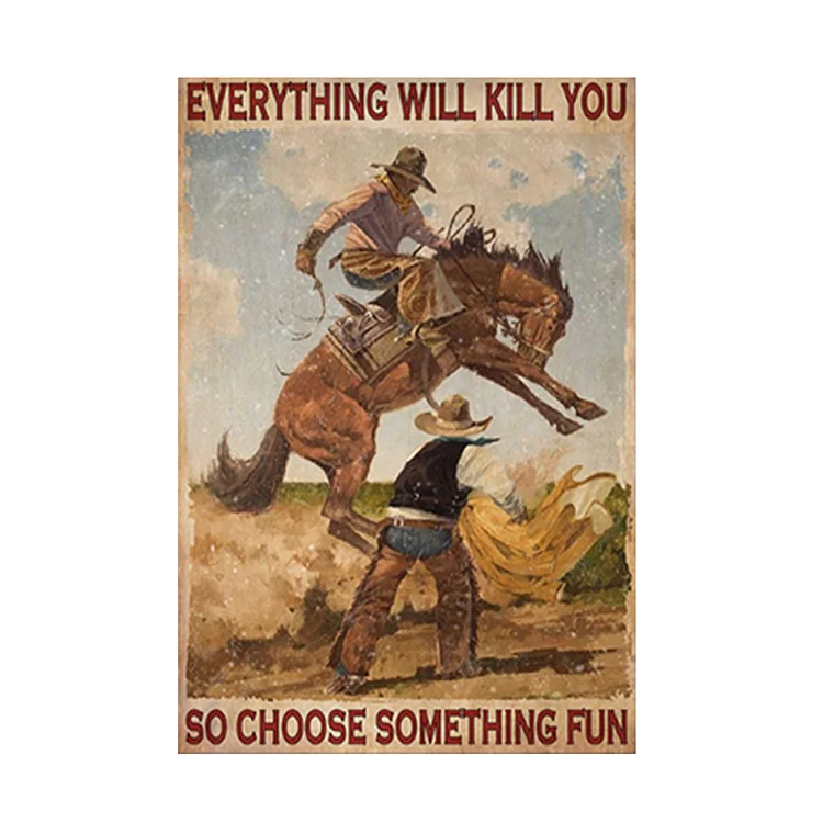 Marlboro western cowboy - enseigne vintage en étain - 7.9x11.8 & 11.8x15.7inch