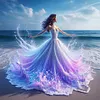 Beach Dress Girl-11CT Stamped Cross Stitch 45*45cm/17.72*17.72in