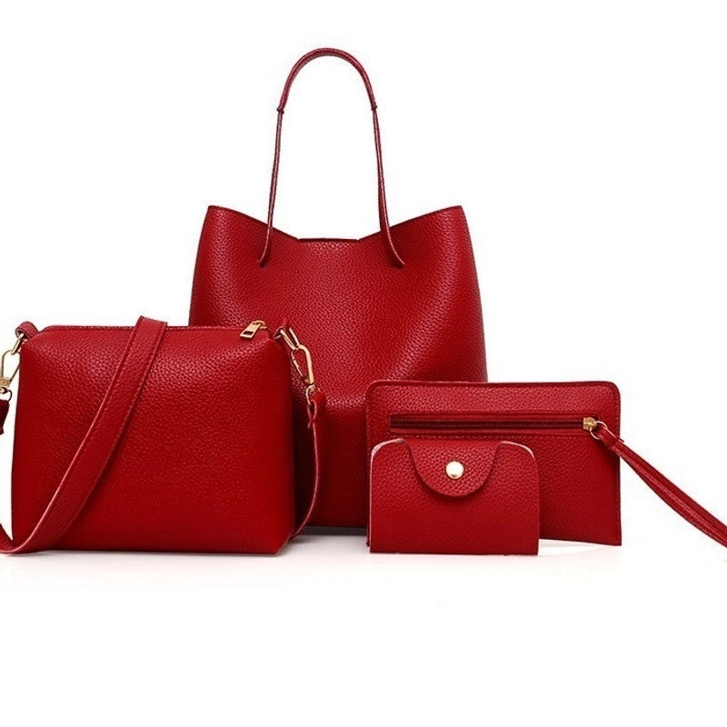 Women's Large Pu Leather Solid Color Vintage Style Classic Style Square Magnetic Buckle Bucket Bag3