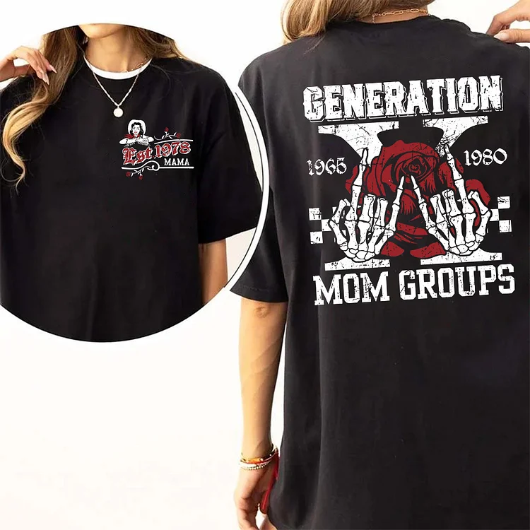 Double-Sided Generation X Skull Custom Shirt, Generation X Rose T-Shirt Gift, Gen X Sweatshirt, Generation X Hoodie