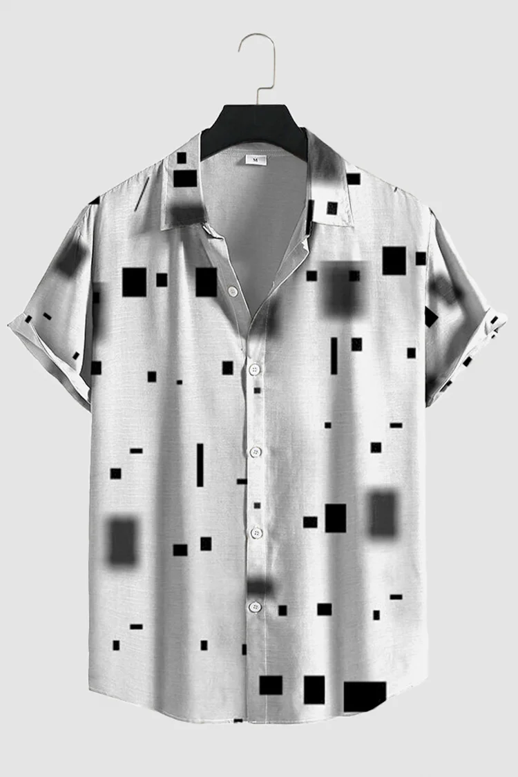 Tiboyz White Square Arrangement Short Sleeve Shirt