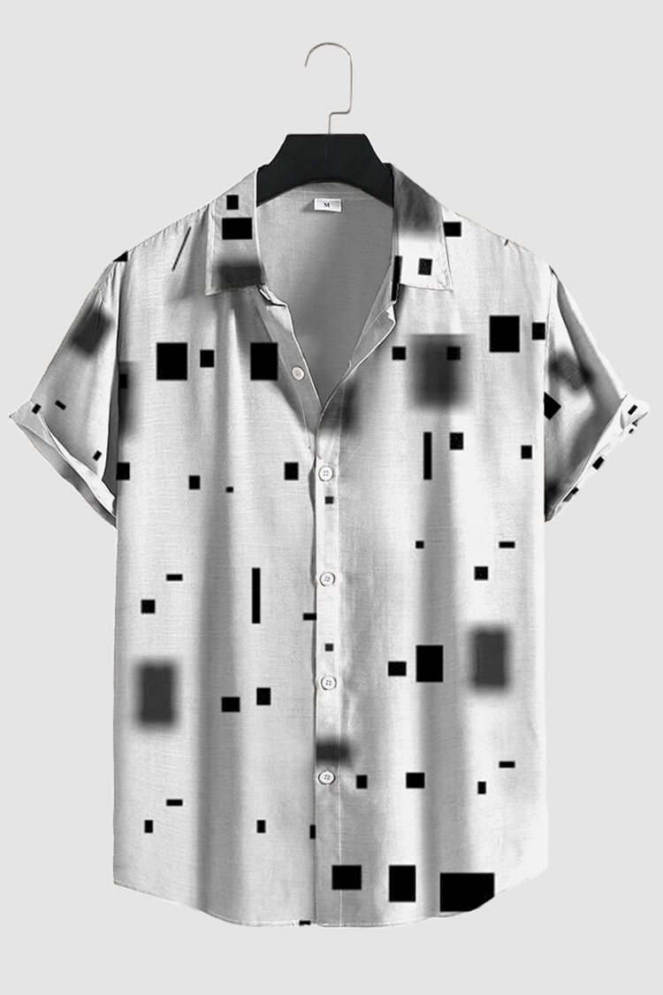 Tiboyz White Square Arrangement Short Sleeve Shirt