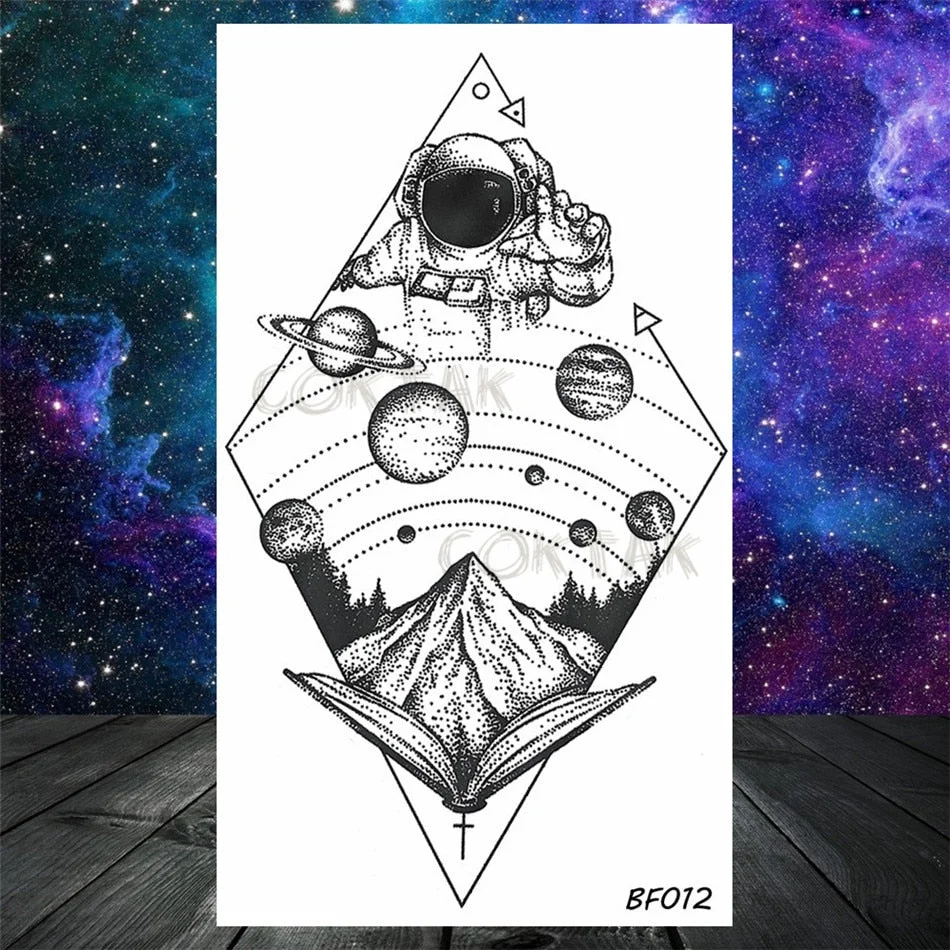 Lovely Small Planets Temporary Tattoos Realistic Sheets Body Art Arm Tattoos Paper For Adult Kids Fake Waterpoof Tattoo Sticker