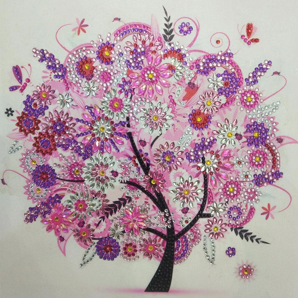 Diamond Painting - Special Shaped Drill - Pink Tree(30*30cm)
