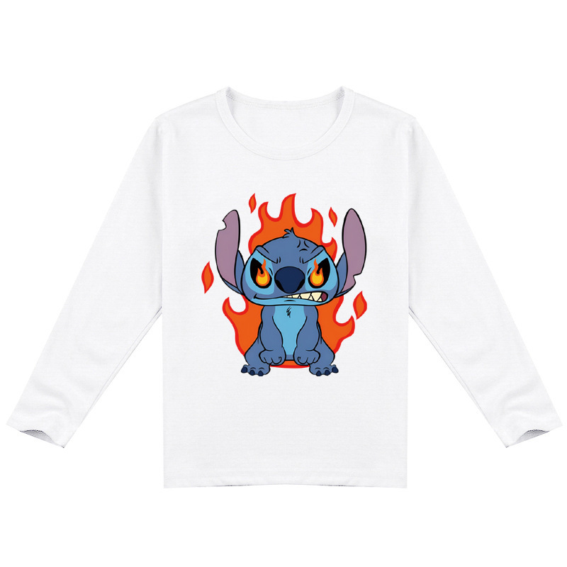 Mayoulove Stitch Long Sleeve T-Shirt - Cute and Comfortable Clothing for Kids 5-14 – Disney's Best Cartoon Character - Cosplay Costume for Boys and Girls - Stitch Lovers' Gift Idea for Christmas or Birthday – Soft and Durable Fabric for Everyday Wear-Mayoulove