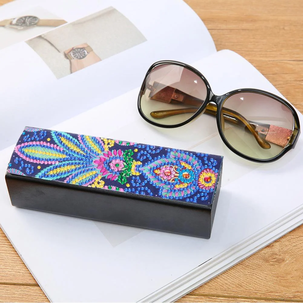 DIY Diamond Painting Leather Eyeglasses Storage Box Case Sunglasses Holder