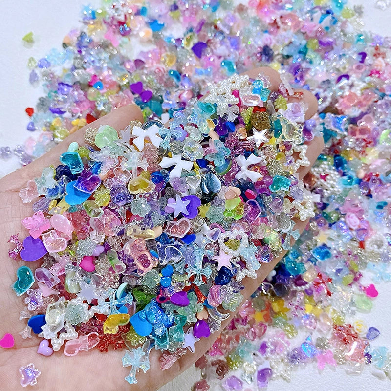 New Mixed Style Fairy Nail Art Decorations Ice Transparent Camellia Butterfly Deer Heart Shaped Material Pack