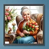 Diamond Painting-DIY Full Round Drill Old Lady With Tulips