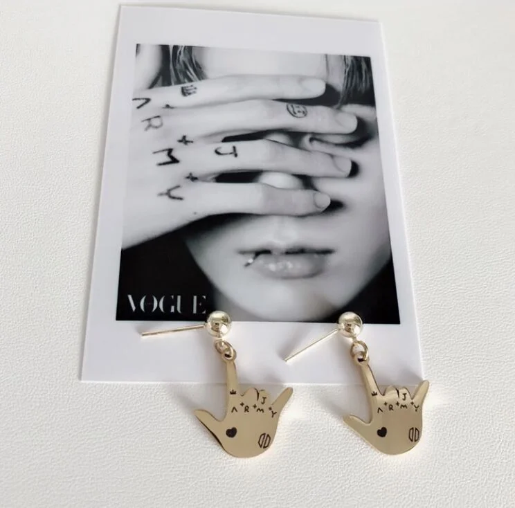 Jungkook Tattoo Hand Inspired Earrings Ear Clips 2 Pcs