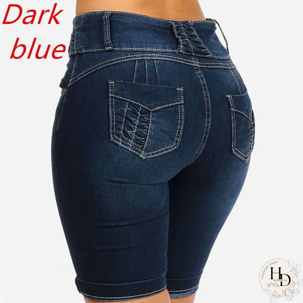 Women Summer Fashion High Waist Denim Shorts Jeggings Strech Skinny Short Jeans Summer Casual Shorts Plus Size XS-5XL Baggy Solid Jeans