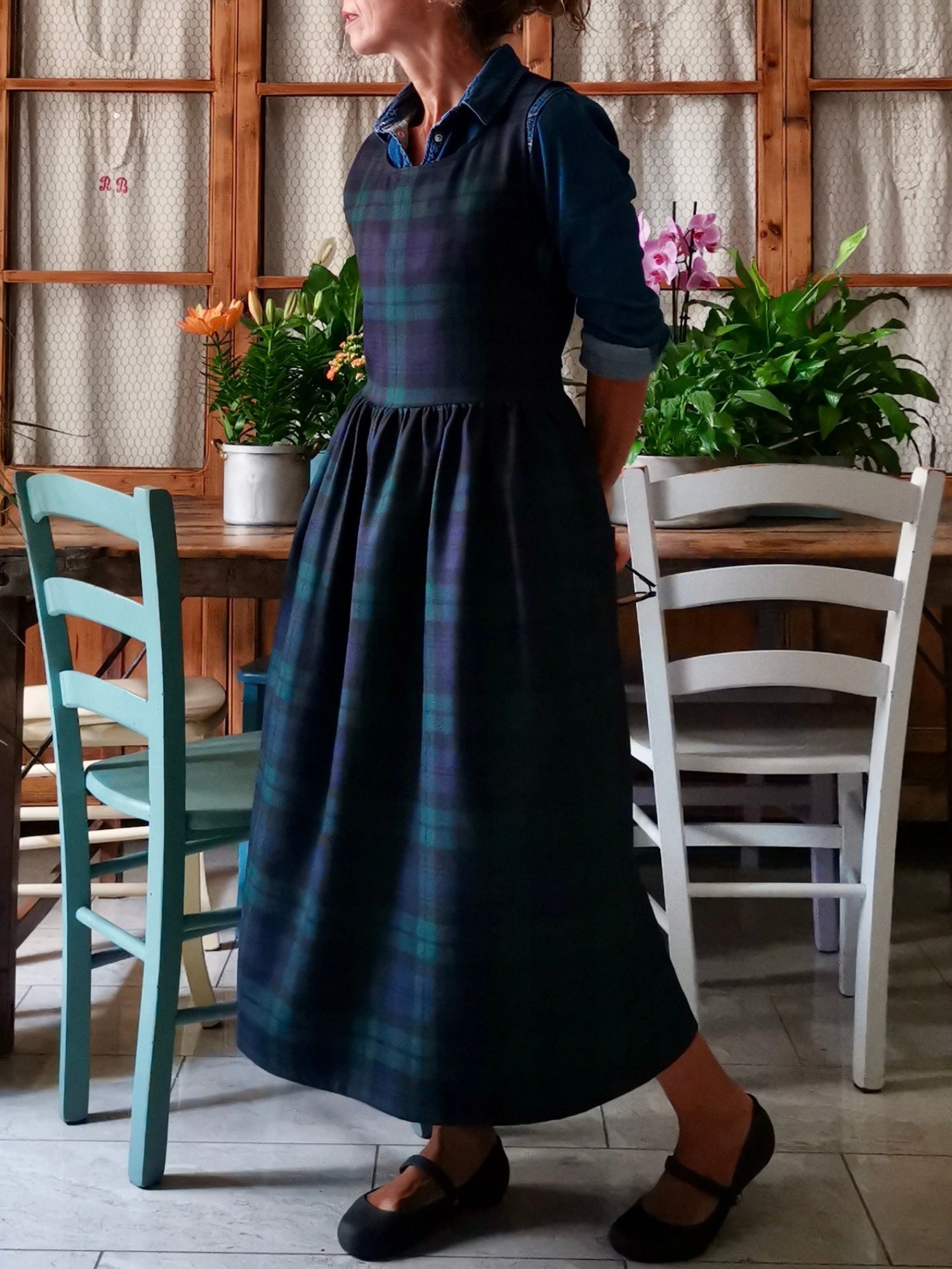 Green and Blue Plaid Apron