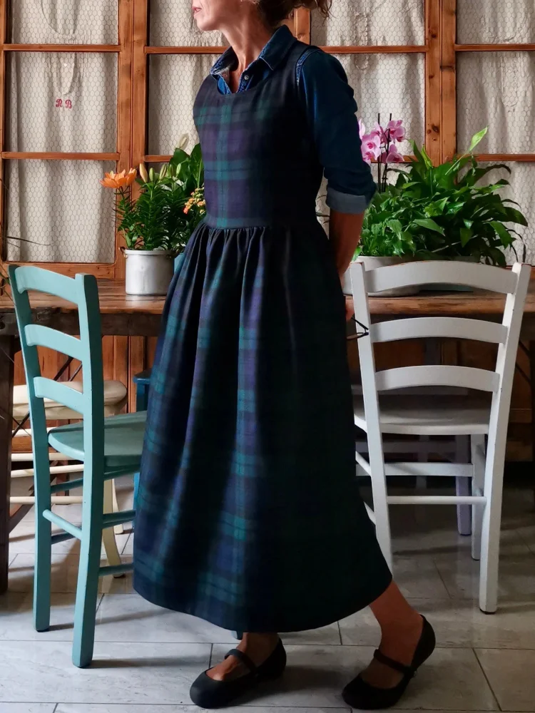Green and Blue Plaid Apron