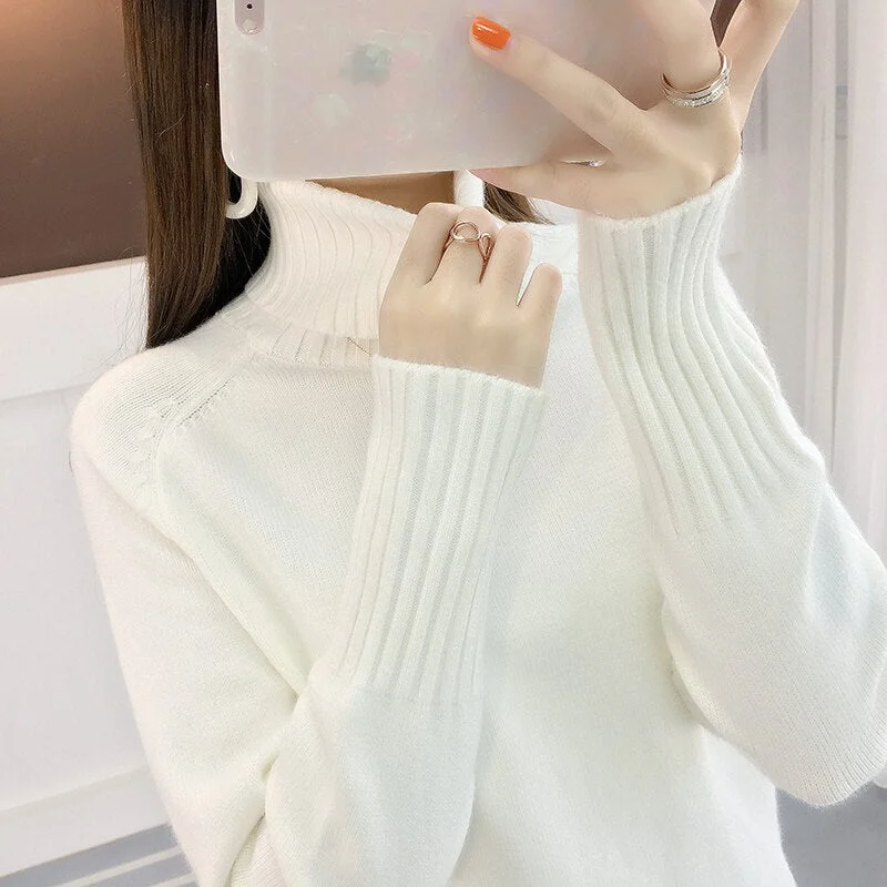 Ladies sweater autumn and winter new Women sweater 2020 high collar pull over long-sleeved ladies knitting sweater