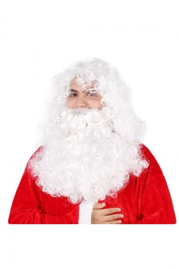 Funny Santa Claus Wigs With Big Beard For Christmas Cosplay White-elleschic