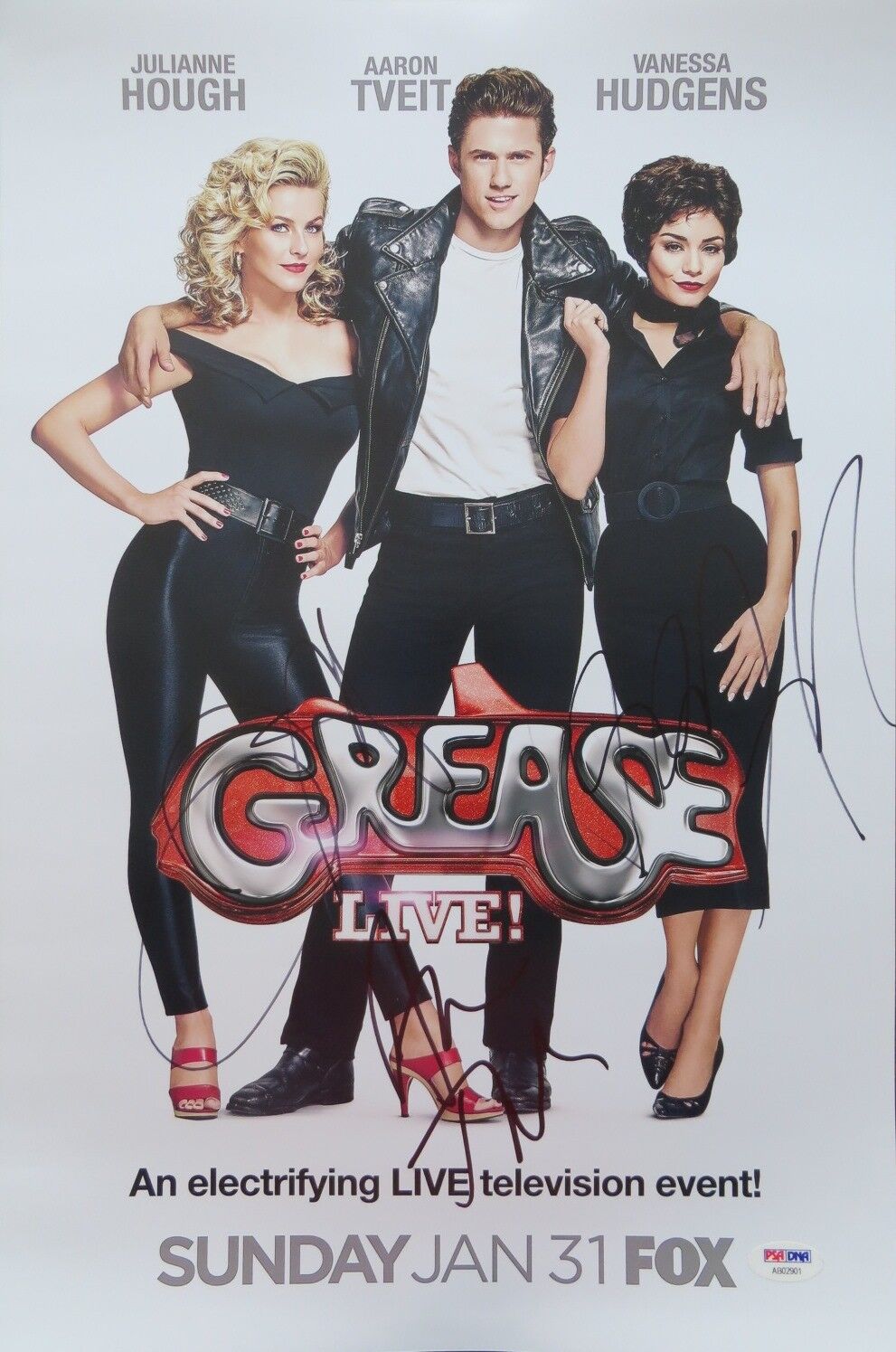Grease Live (3) Signed Auto 12x18 Photo Poster painting Hough Hudgens Tveit PSA/DNA #AB02901