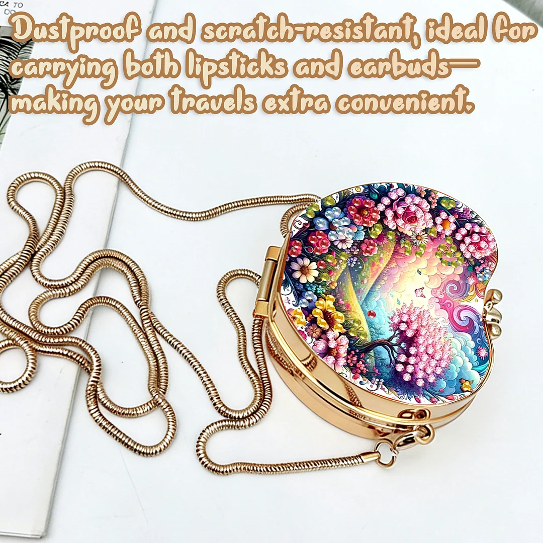 Scenery DIY Acrylic Love Diamond Art Painting Card Case Wallet with Chain Small Diamond Painting Crossbody Bag for Adults Women Girls Gift