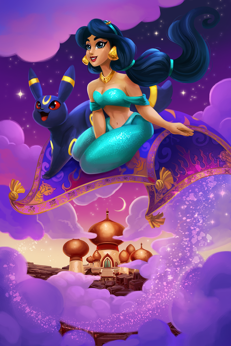 Disney Cartoon Princess Snow White Elsa Jasmine Mermaid 40*60CM(Canvas) Full Round Drill Diamond Painting gbfke