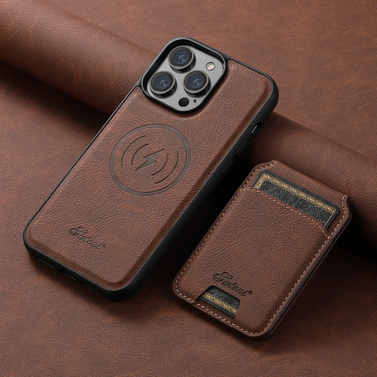 Wallet Card Holder Leather MagSafe Pocket Case