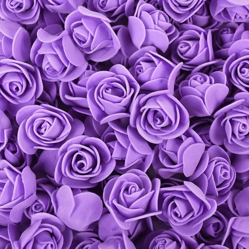 50/100/200Pcs Teddy Bear of Roses 3cm PE Foam Rose Head Artificial Flower Home Decorative Wreath Wedding Valentines Day DIY Gift