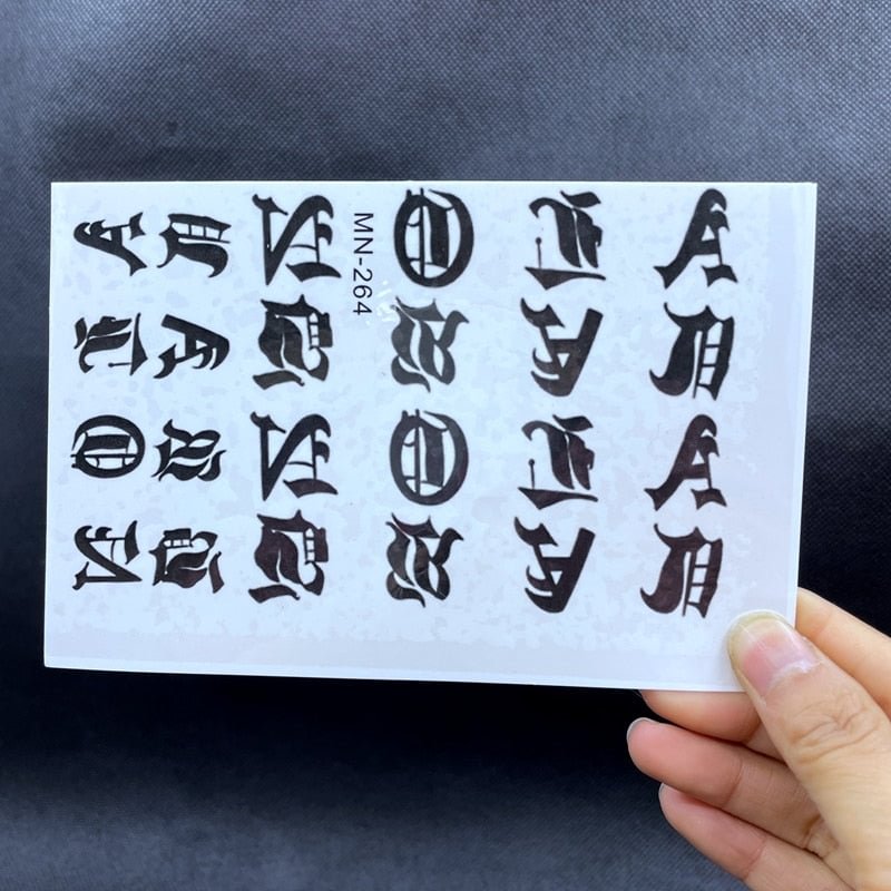 Waterproof Temporary Tattoo Sticker English letter Arabic numerals Fake Tatto Flash Tatoo Hand Arm Finger Tato for Women Men Boy