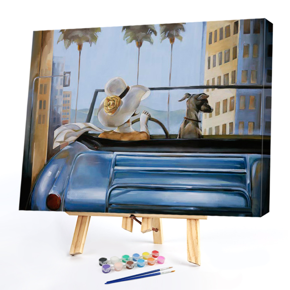 

50*40CM - Paint By Numbers - Girl Driving, 501 Original