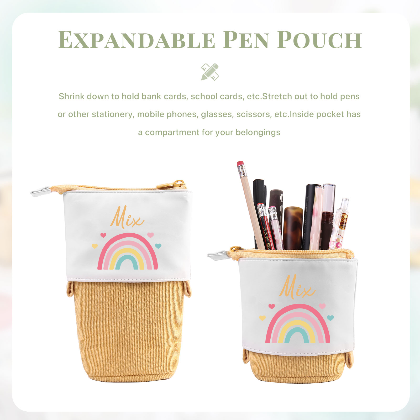 Astuccio per matite acrobaleno personalizzato con 1 nome regalo per scuola elementare bambini