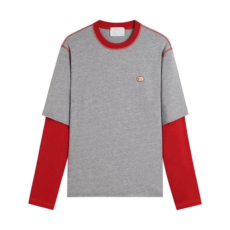 Women's Casual Color Block T-Shirt Long Sleeve Round Neck Pullover Tee