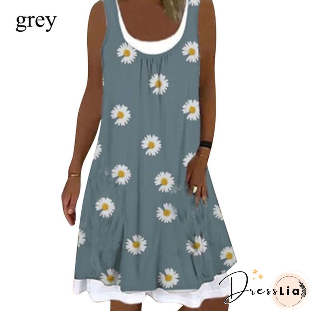 Women's Fashion New Spring Casual Temperament Suspender Type Sleeveless Round Neck A-line Skirt Dress