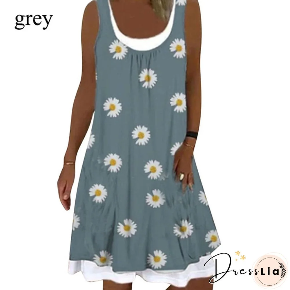 Women's Fashion New Spring Casual Temperament Suspender Type Sleeveless Round Neck A-line Skirt Dress