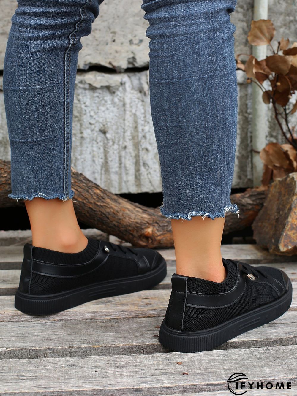 Women's Plain Color Split Joint lip On Fly Woven Shoes | IFYHOME